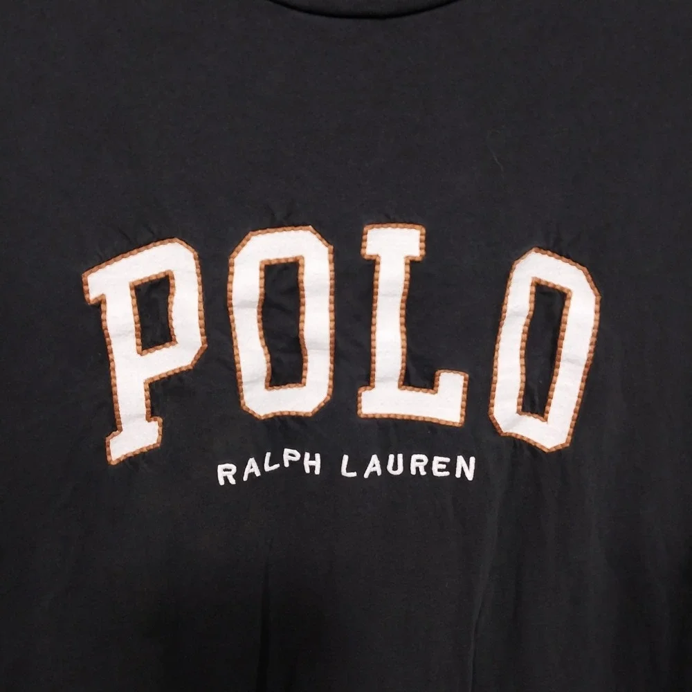 Polo Ralph Lauren Mens T-Shirt Graphic Spellout Pony Logo 2XLT Black Cotton